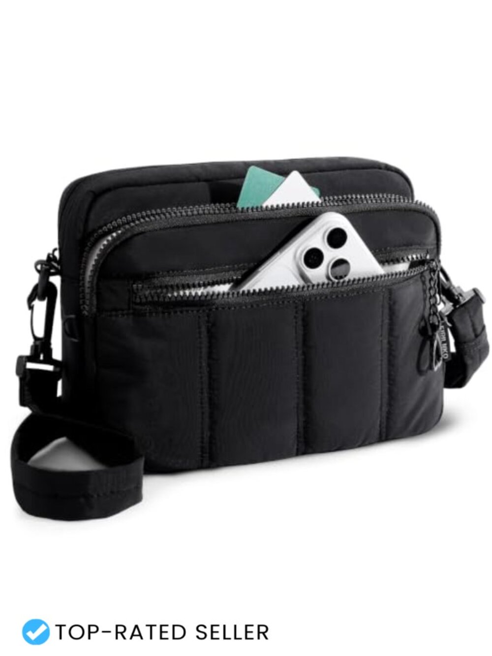 Small Quilted Nylon Crossbody Bag Lightweight RFID Travel Purse